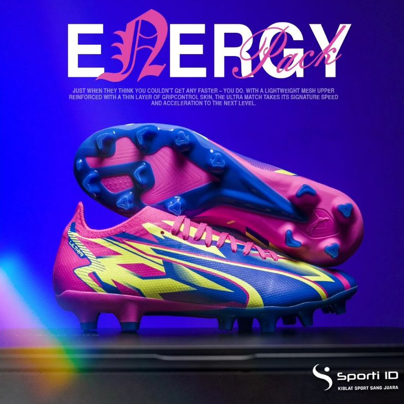 Sepatu Bola Puma Ultra Match Energy FG/AG - Luminous Pink 107543-01 Original