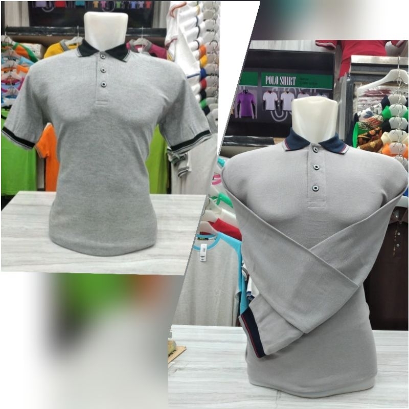KAOS kerah polo premium abu k.hitam merk 607 pratama