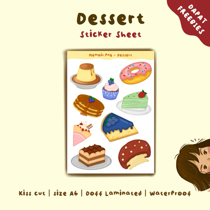 

Memoir.png Sticker Sheet Dessert Pancake Cake Cookies Cheesecake Donut Cupcake Series