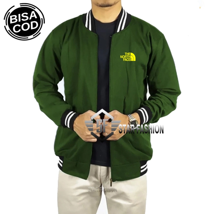 Jaket Baseball Varsity TNF Text Kuning Premium Quality Pria & Wanita