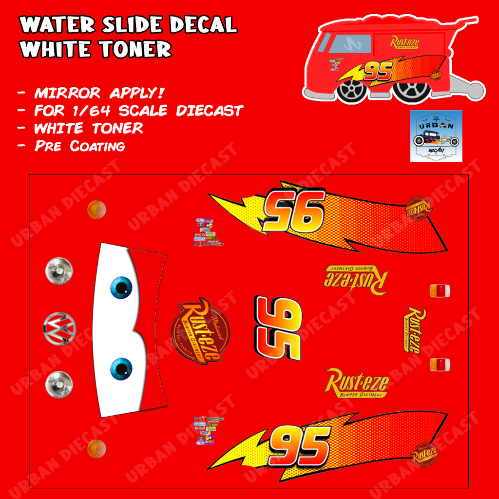 Hot wheels decal kool kombi mcqueen