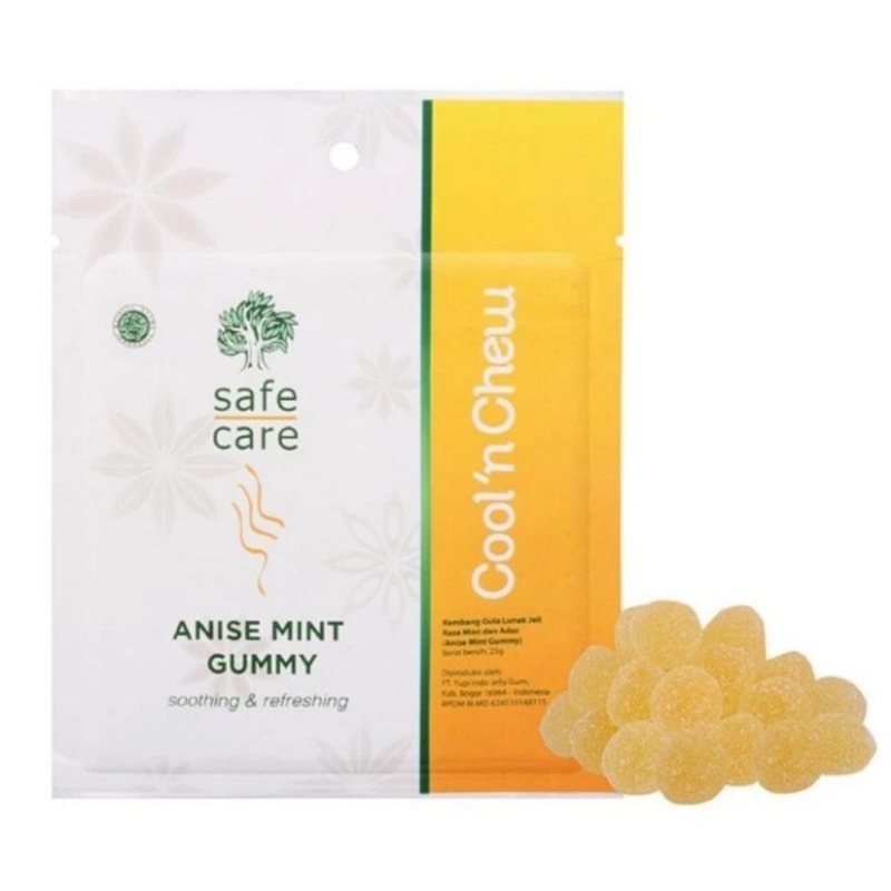 safe care anise mint gummy menyegarkan tenggorokan dan mulut