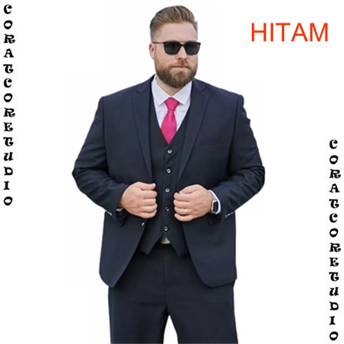 CORATCORET Jas Pria Blazer Cowok JAS HITAM SIZE JUMBO / JAS PRIA UKURAN BESAR / JAS NIKAH UKURAN JUM