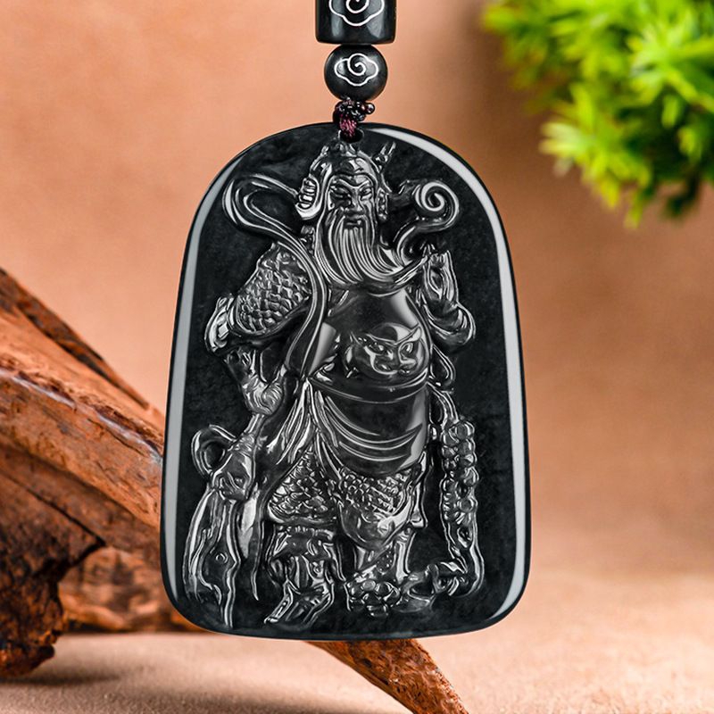 Giok Dewa Kwan Kong Asli Jade Sertifikat Type A Giok Hitam