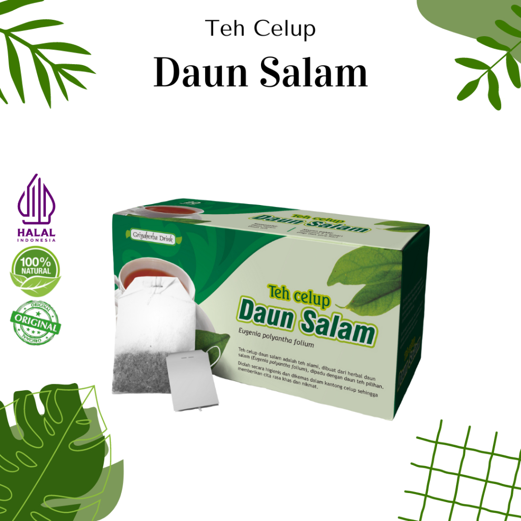 

mengobati asam urat kolesterol dan darah tinggi teh herbal alami daun salam Halal BPOM