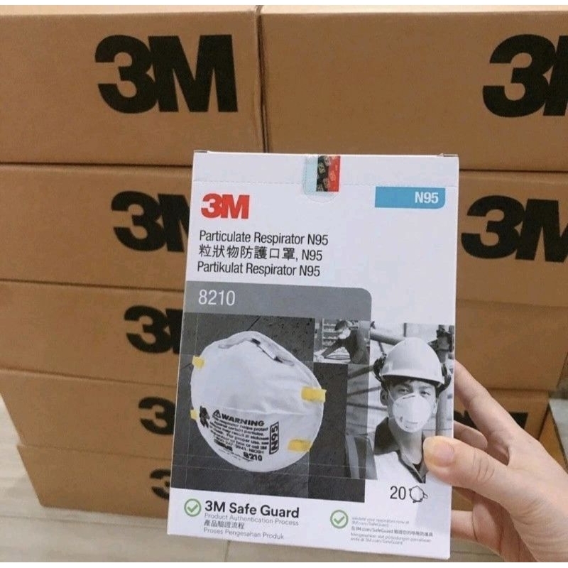 Masker 3M N95 8210 Original Segel Hologram 1Box Isi 20pcs - 3M Masker N95 8210 Particulate Respirator