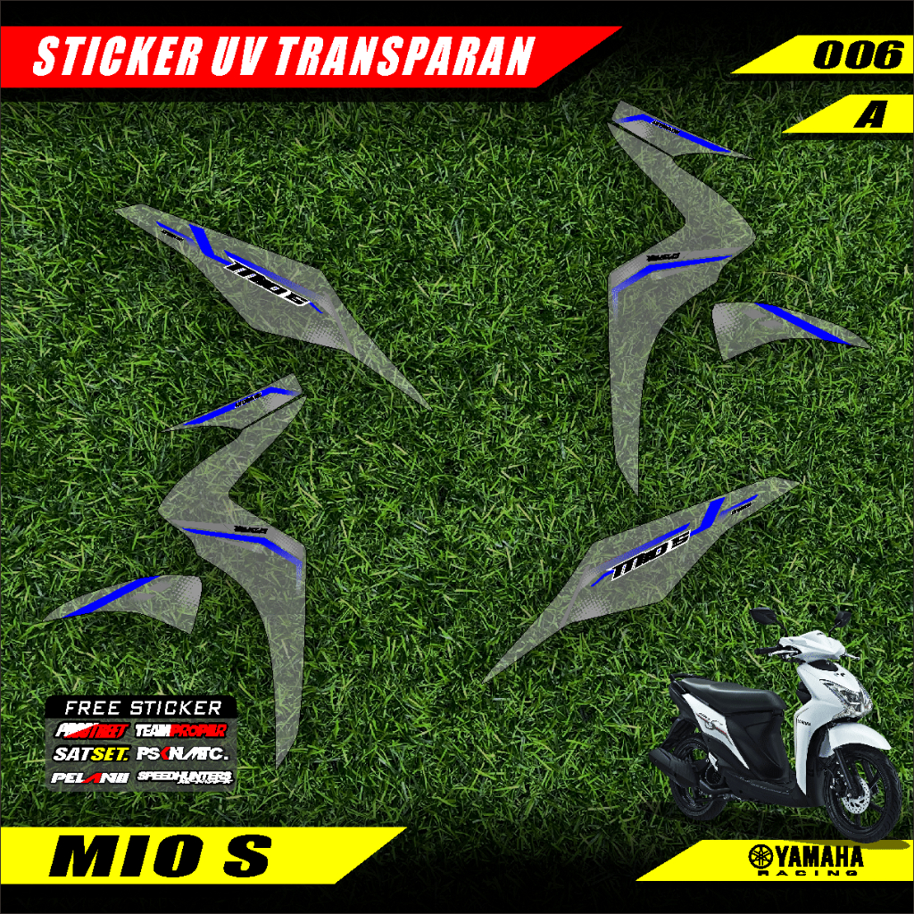 STRIPING STICKER TRANSPARAN UV YAMAHA MIO S DESAIN MINIMALIS GPC 006