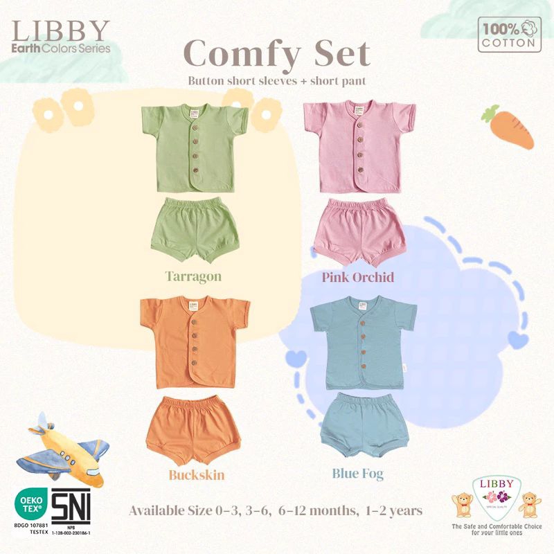 Libby Comfy Set pendek Kancing Earth Colors Series