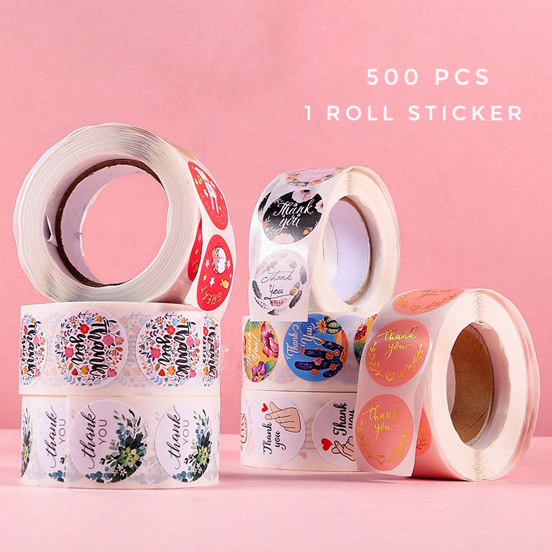 

1 ROLL [ISI 500PCS] Stiker Label Thank You 2.5 CM Sticker Dekorasi Segel Kemasan Makanan Tulisan Thankyou Ty For Your Order I Stiker Karakter Packing Pretty Things Inside Terimakasih Terima Kasih