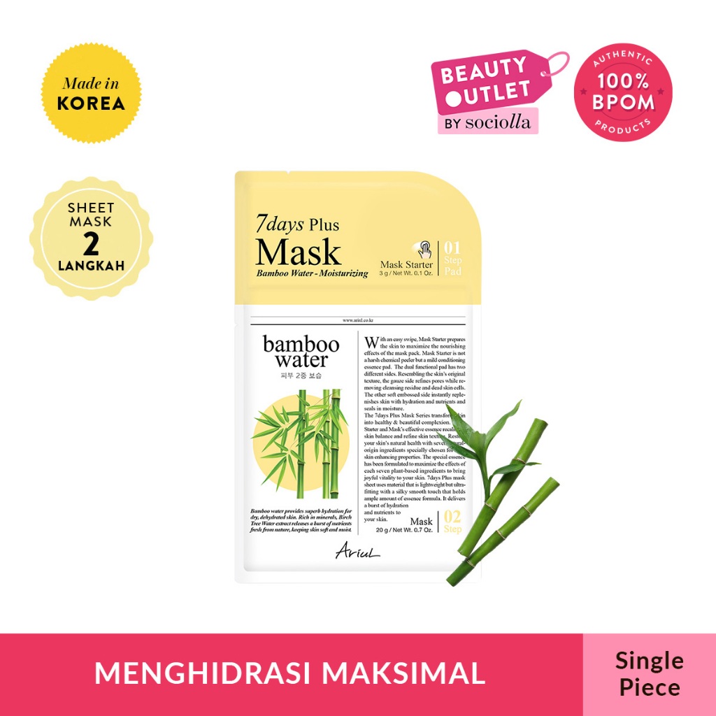 Ariul 7Days Plus Mask Bamboo Water - Size: 20 gr - Edit by Sociolla