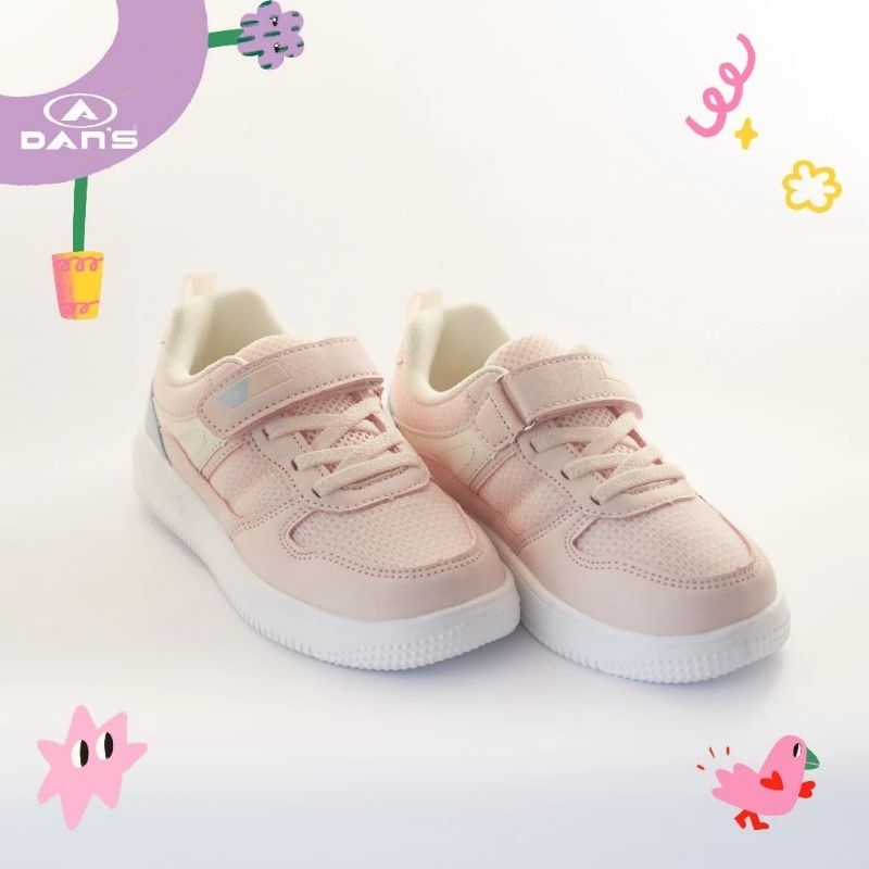 DAN'S VERYN PINK SEPATU SEKOLAH ANAK MODEL VELCRO TERBARU TOP EDISI BERKUALITASSS TERLARISS