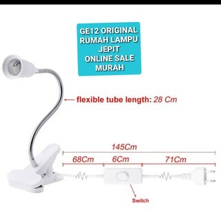 G12 original rumah lampu belajar jepit lampu baca fitting e27 clamp led light power terang saklar me
