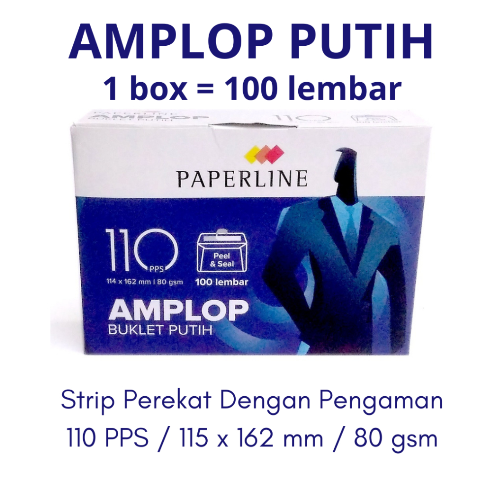 

Amplop Putih Paperline 110 PPS 1 box isi 100 lembar Uk. 114 x 162 mm - sedang