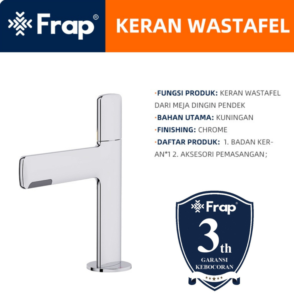 FRAP IF1052-80 Keran Wastafel Slim Series Kuningan / Red dot winner | IF Design Award 2020 Chrome