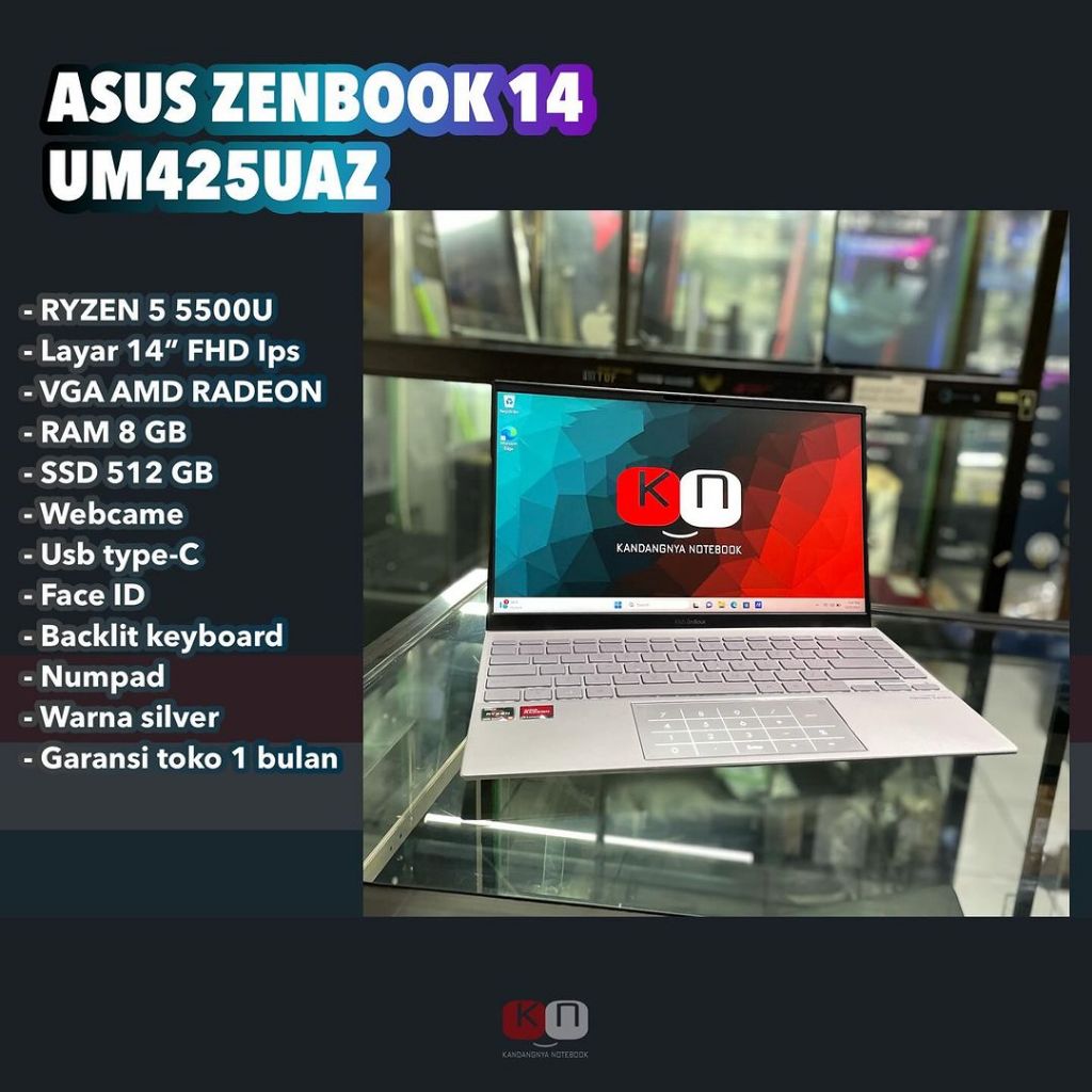 Asus Zenbook 14 UM425UAZ Ryzen 5 5500U Ram 8GB Ssd 512GB Layar 14"Fhd Ips