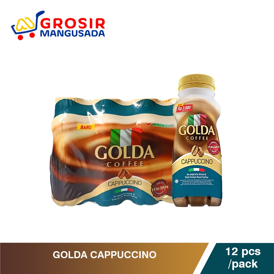 

Golda Cappucino Minuman Kopi Kemasan Golda Rasa Cappucino Harga Grosir 1 dus isi 12pcs