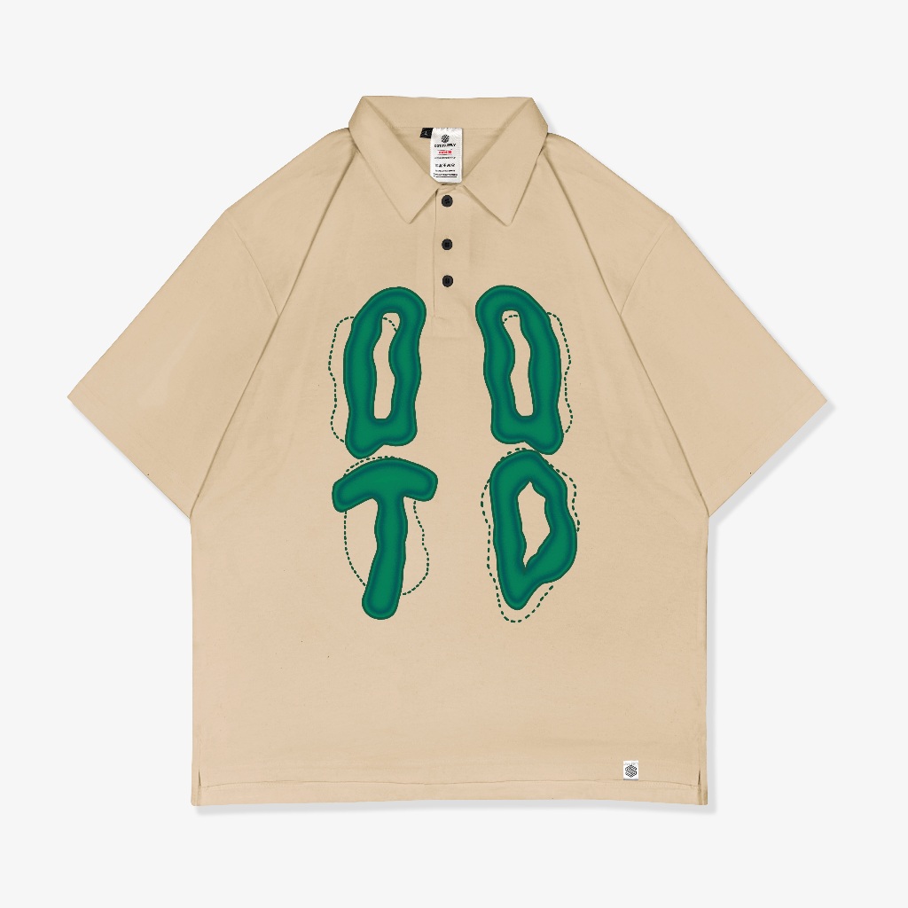 OOTDSUPPLY Oversize Polo Shirt Moss Green Mocca & White l Kaos Polo Pria dan Wanita OVZ-PS008