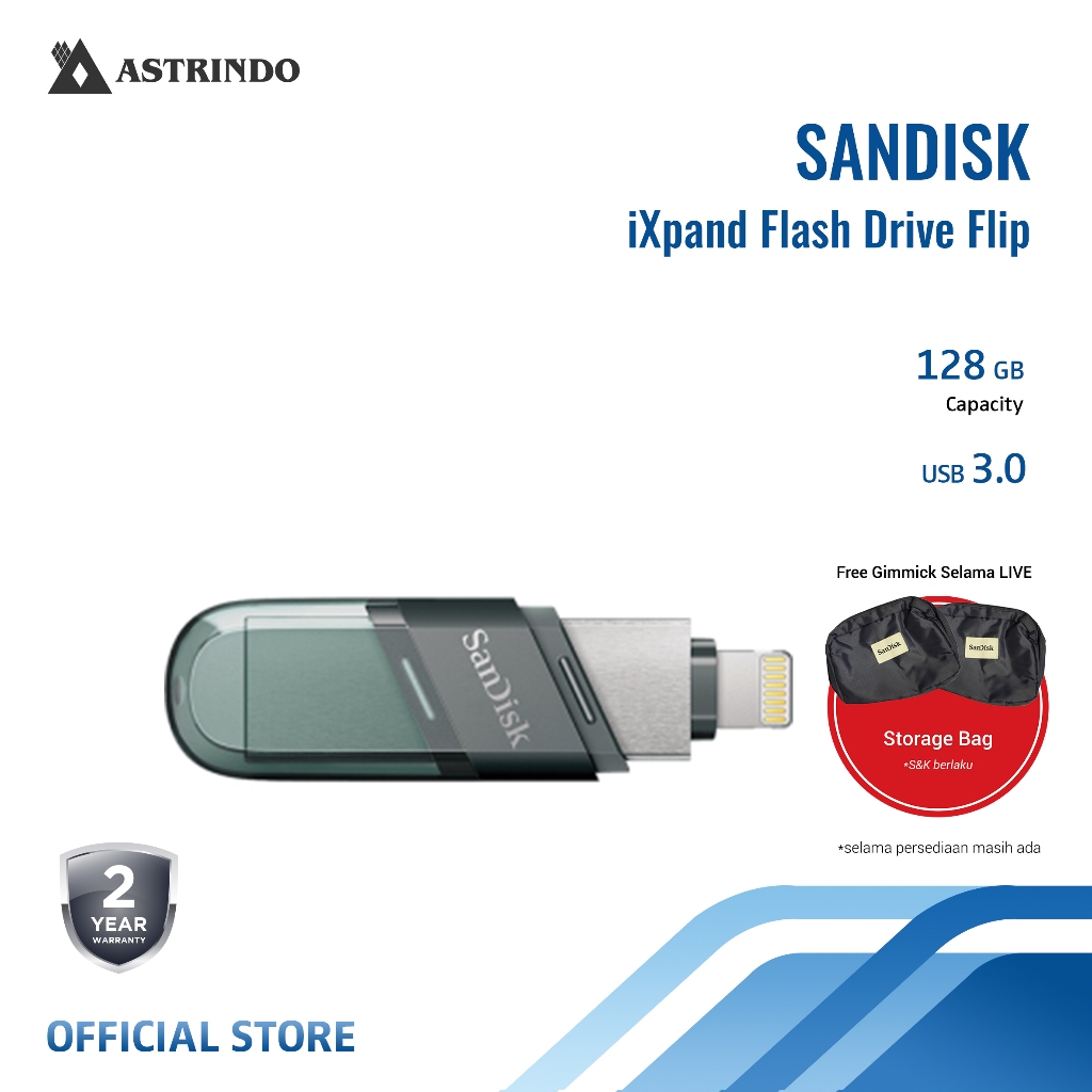 Sandisk Ixpand Flash Drive 128GB For Iphone - (SDIX90N-128G-GN6NE)