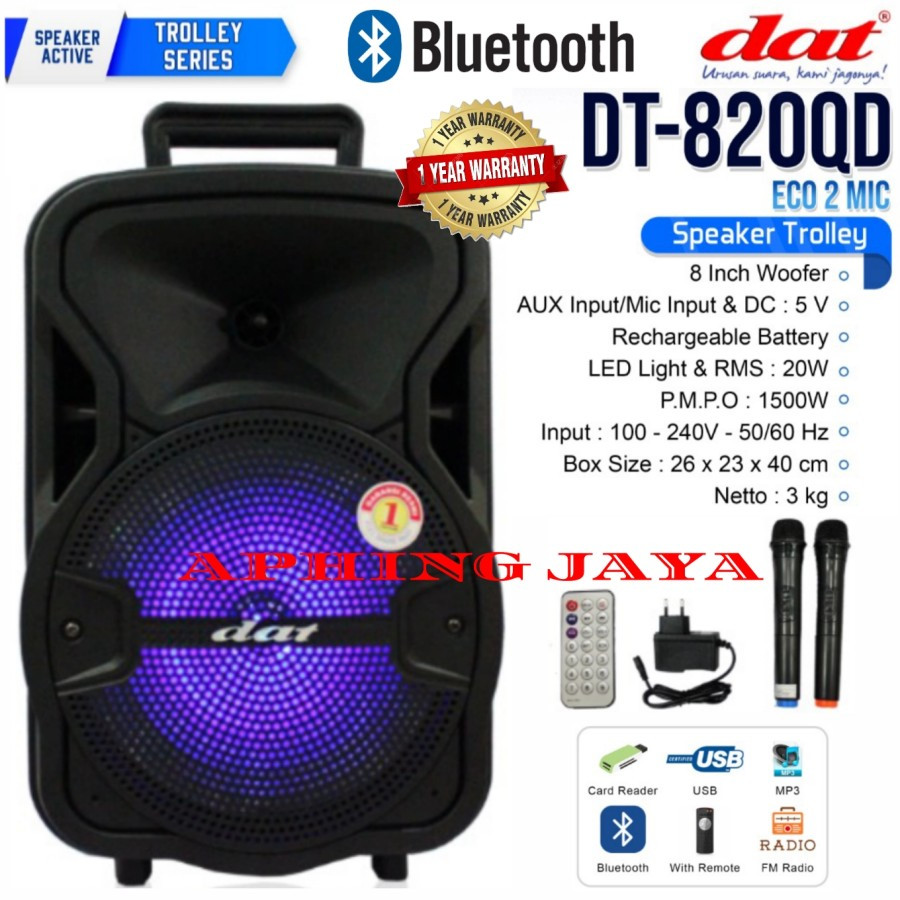 Speaker Portable Aktif 8inch dat DT-820QD / dat DT 820qd Original