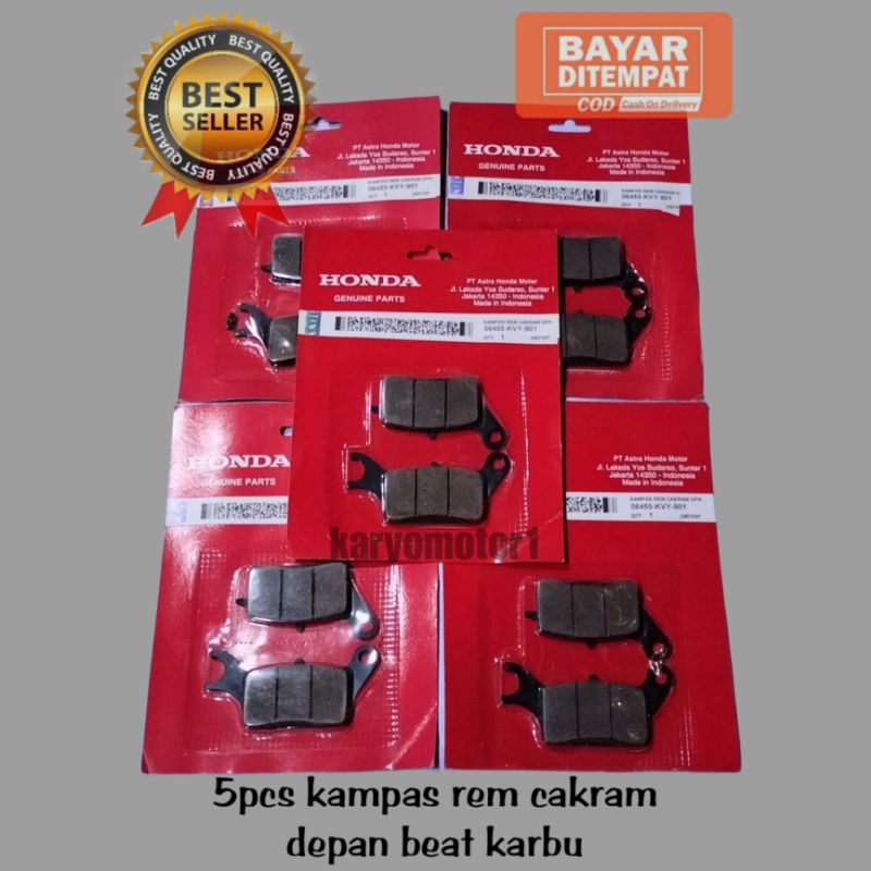 kampas rem beat karbu depan Scoopy karbu, Spacy Karbu 5pcs kampas rem cakram depan