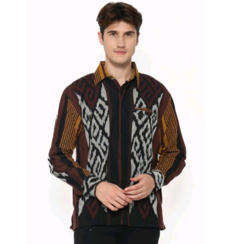 KEMEJA TENUN PRIA LENGAN PANJANG BAJU TENUN PRIA