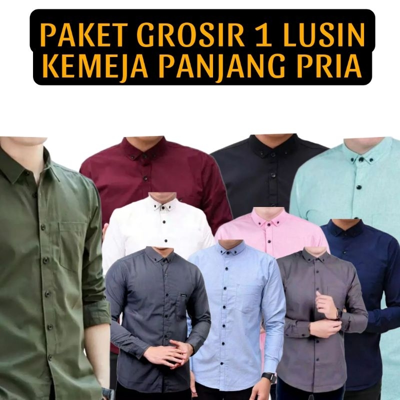PAKET GROSIR 1 LUSIN KEMEJA PANJANG PRIA