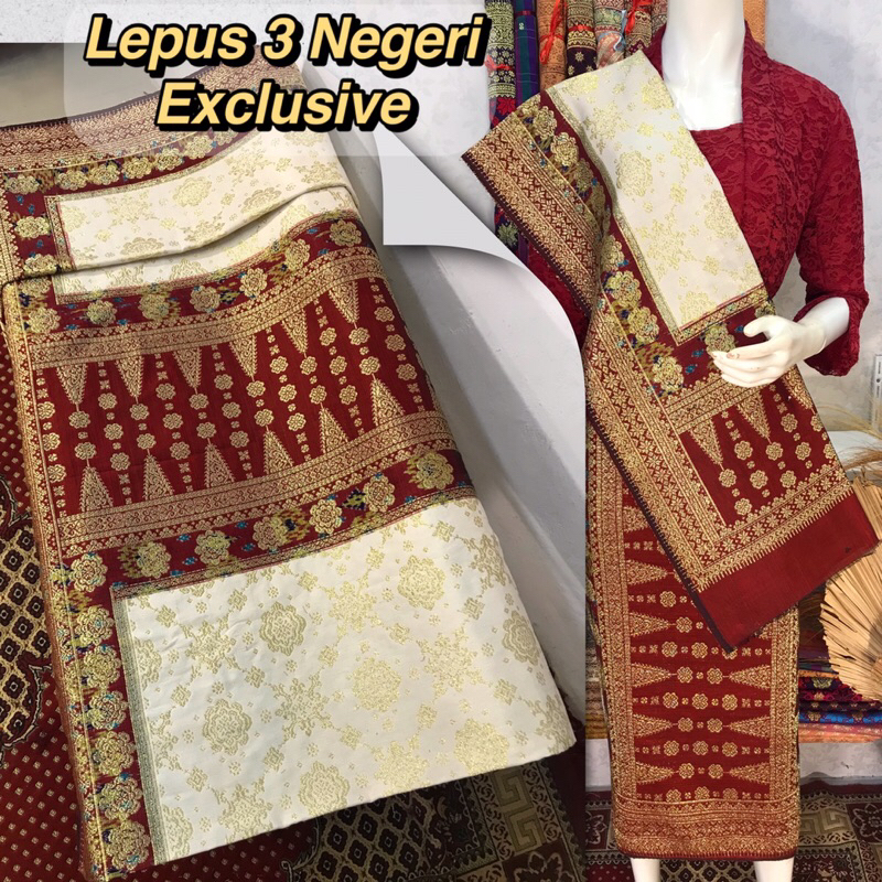 Songket Lepus 3 Negeri Exclusive Merah Maroon-Asli Tenun Tangan Palembang(Ilham Songket)