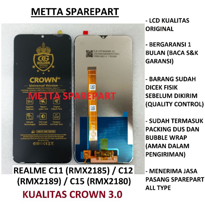 Original Crown 3.0 Quality LCD Touchscreen Realme C11 (RMX2185) / Realme C12 (RMX2189) / Realme C15 