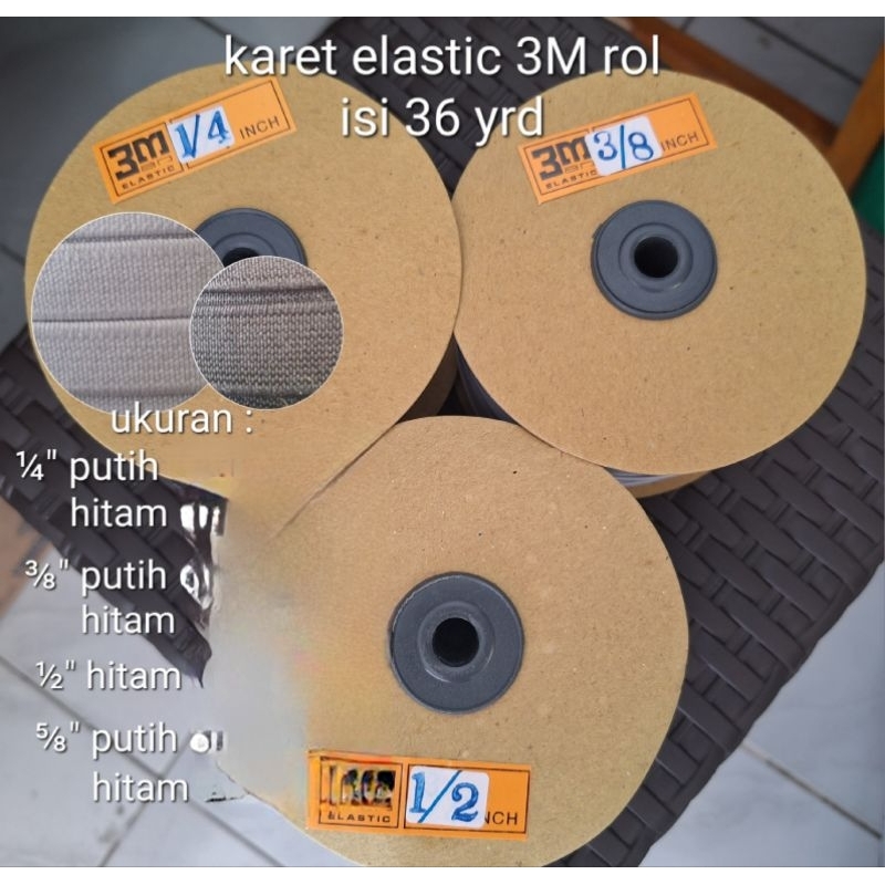 elastic 3M/ karet elastic 3M hitam/putih