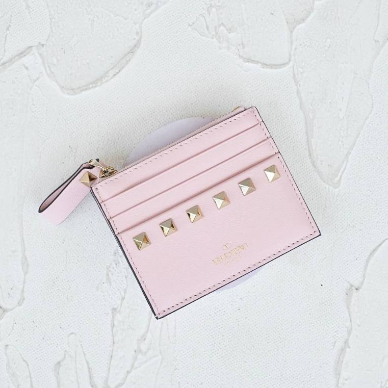 DOMPET BRANDED WANITA ORIGINAL - Valentino Rockstud Card Holder w/ zipper