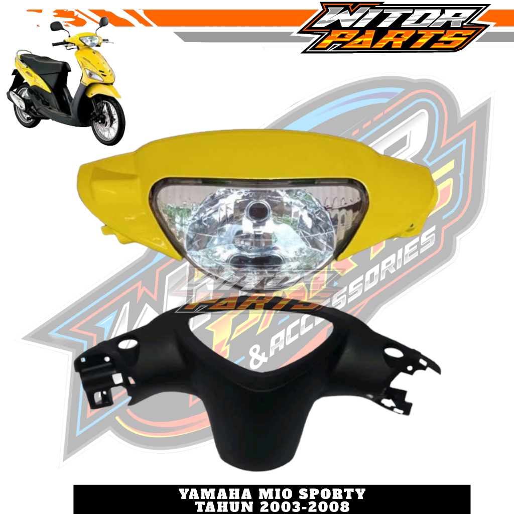 Paket Cover Batok Lampu Depan Belakang + Reflektor Yamaha Mio Lama Mio Sporty Kuning / Batok Depan B