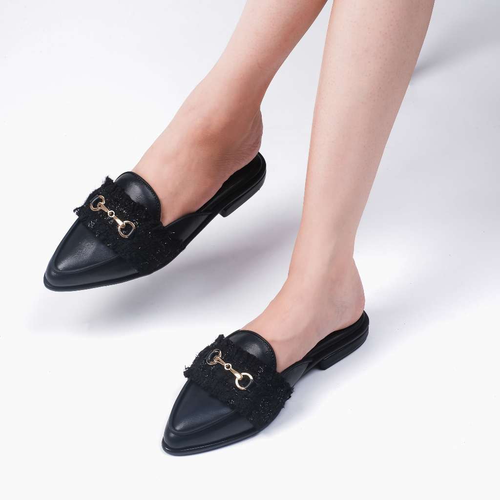 CEKHAS - Olive Black Mules Wanita