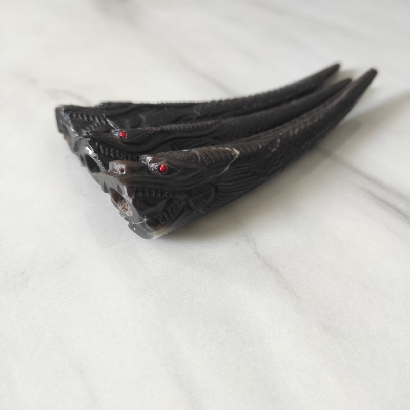 ONCE TANDUK KERBAU HITAM UKIRAN NAGA GALAK SUPER 12CM