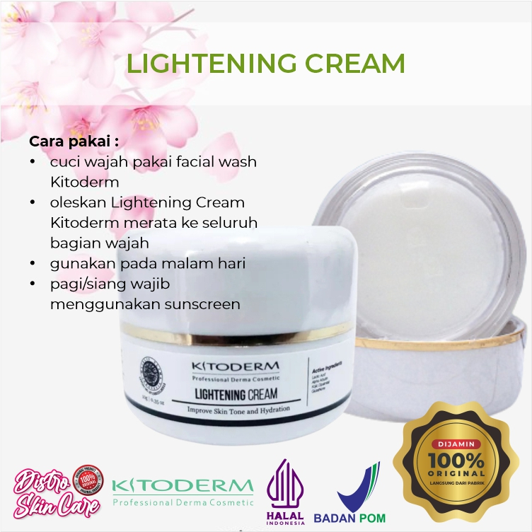 CREAM MALAM PENCERAH ANTI FLEK HITAM BEKAS JERAWAT KITODERM LIGHTENING CREAM