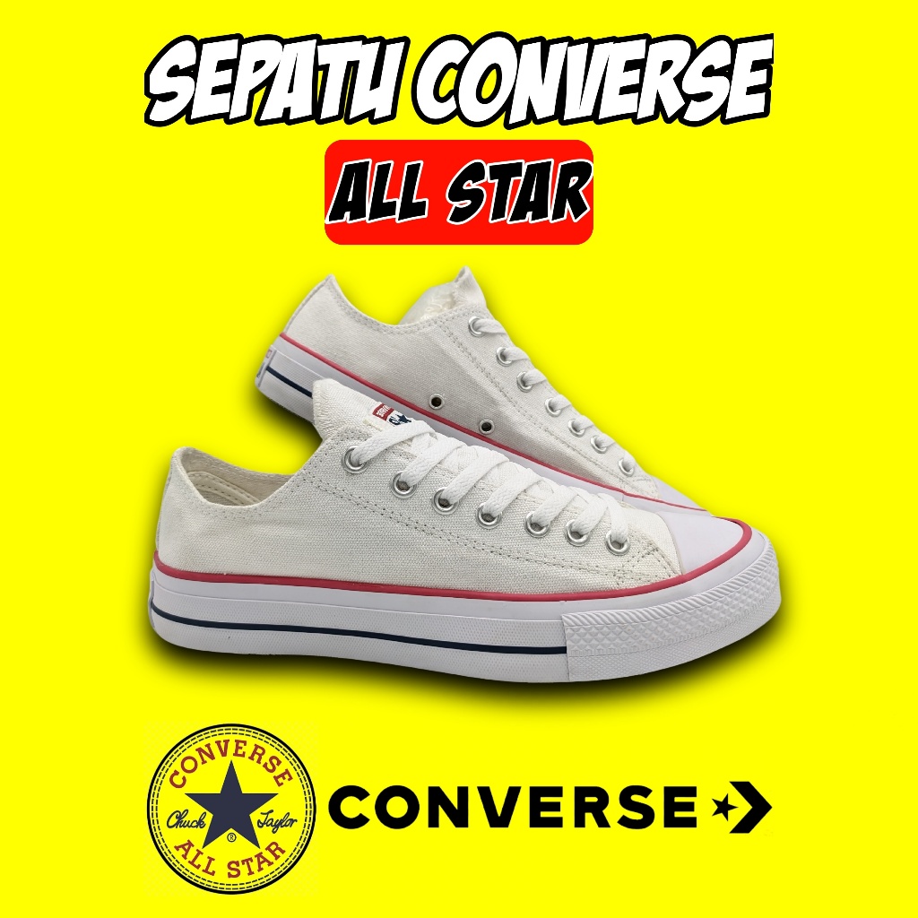 Sepatu Pria Wanita Converse All star Putih Pendek
