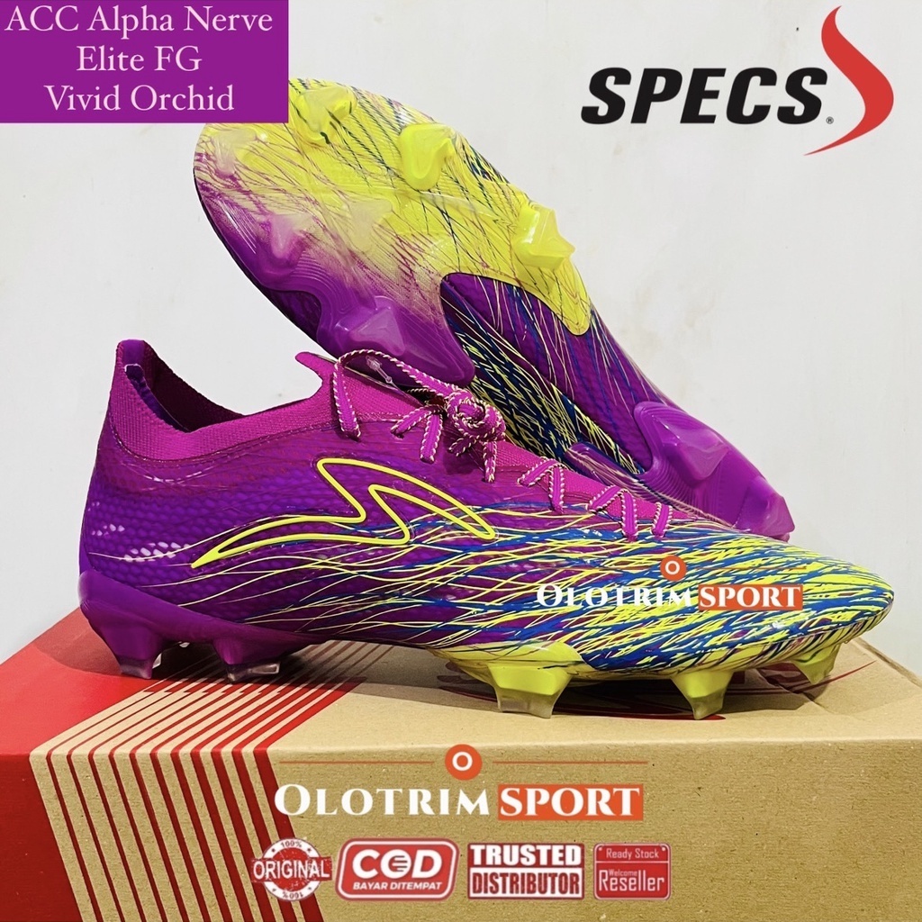 [FREE ONFKIR] Sepatu Sepak Bola SPECS Accelerator Alpha XTD Elite FG Violete Green Gecko 102091 Original 100% BNIB - Specs Alpha Nerve Elite FG Original BNIB Terbaru 2023