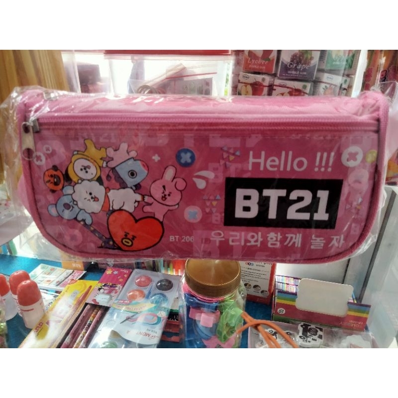 

tempat Pencil BTS pink resleting