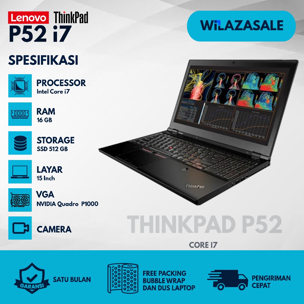 LAPTOP BEKAS LENOVO THINKPAD P52 CORE I7 RAM TINGGI