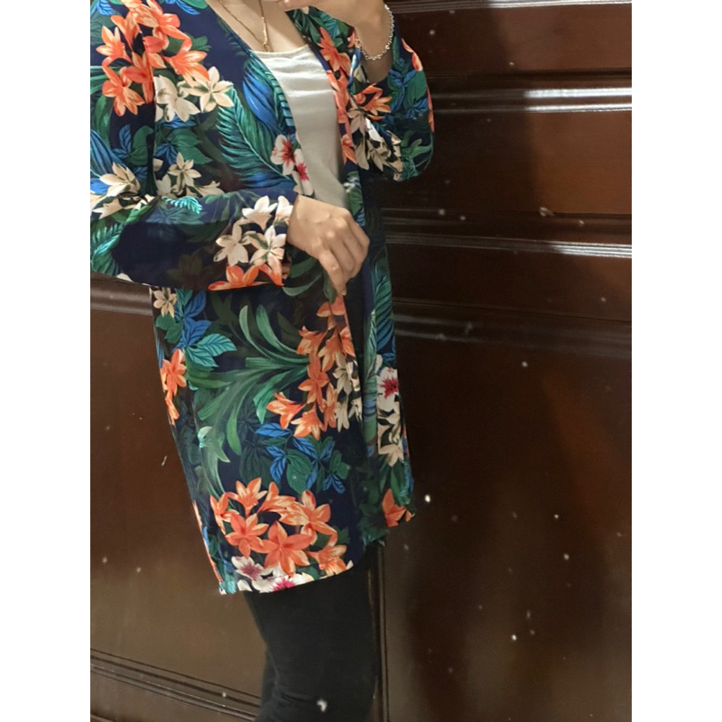 preloved long cardigan motif bunga