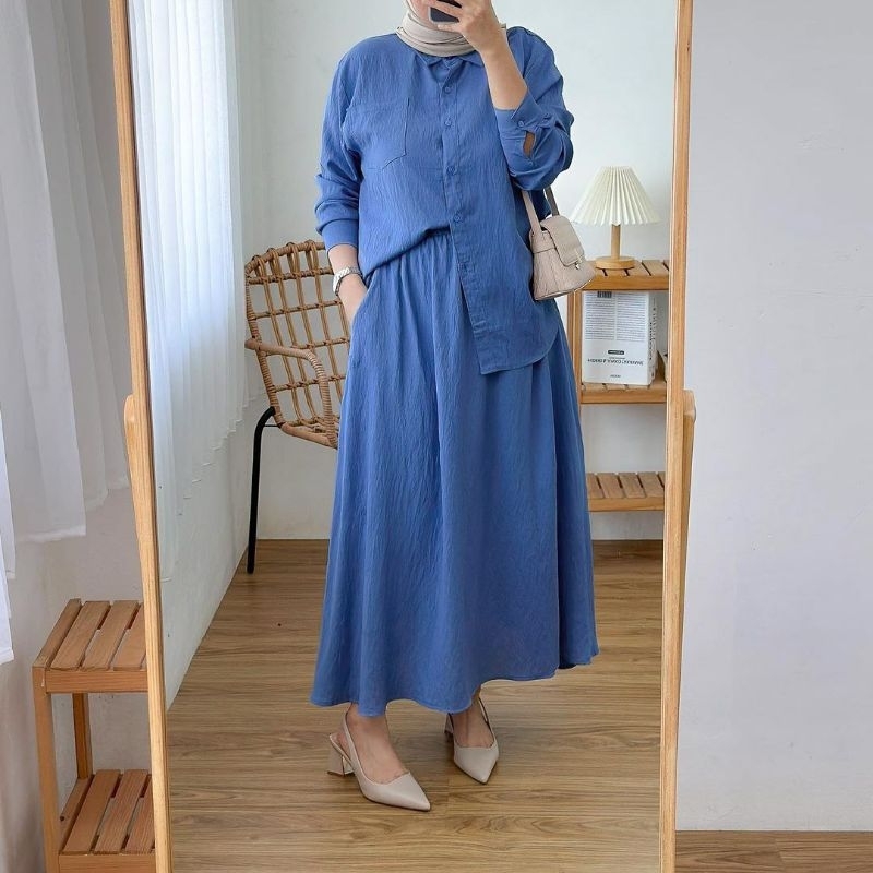 Humaira One Set Skirt Premium | Setelan Rok Crinkle Airflow