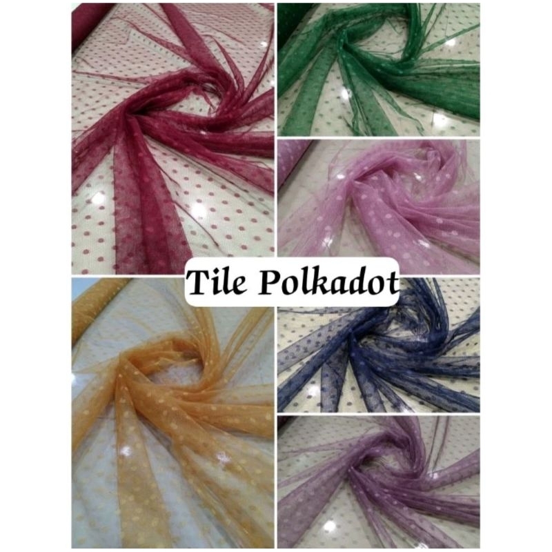 Kain Tile Dot/Polkadot/Harga Tertera Setengah Meter