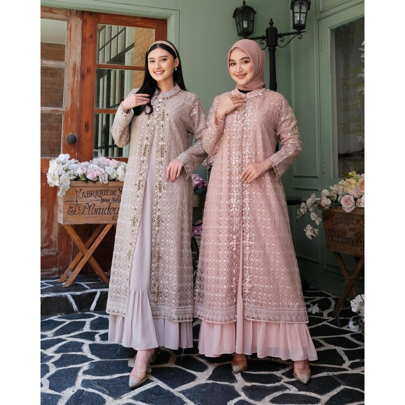 KANISYA Dress - Baju Kondangan Wanita Kekinian - Gamis Pesta Mewah Elegant- Gamis Brukat - Tanahaban