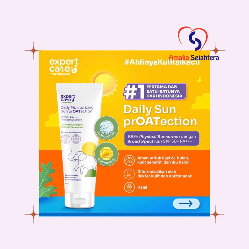 DIJUAL SUNSCREEN EXPERT CARE TENTANG ANAK DAILY MOISTURIZING PROATECTION ORIGINAL PHYSICAL SUNBLOCK 