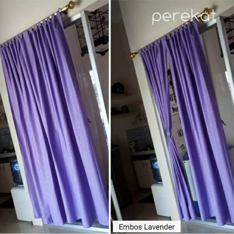 Gorden Pintu Jendela Embos Ungu Muda Lavender Lilac