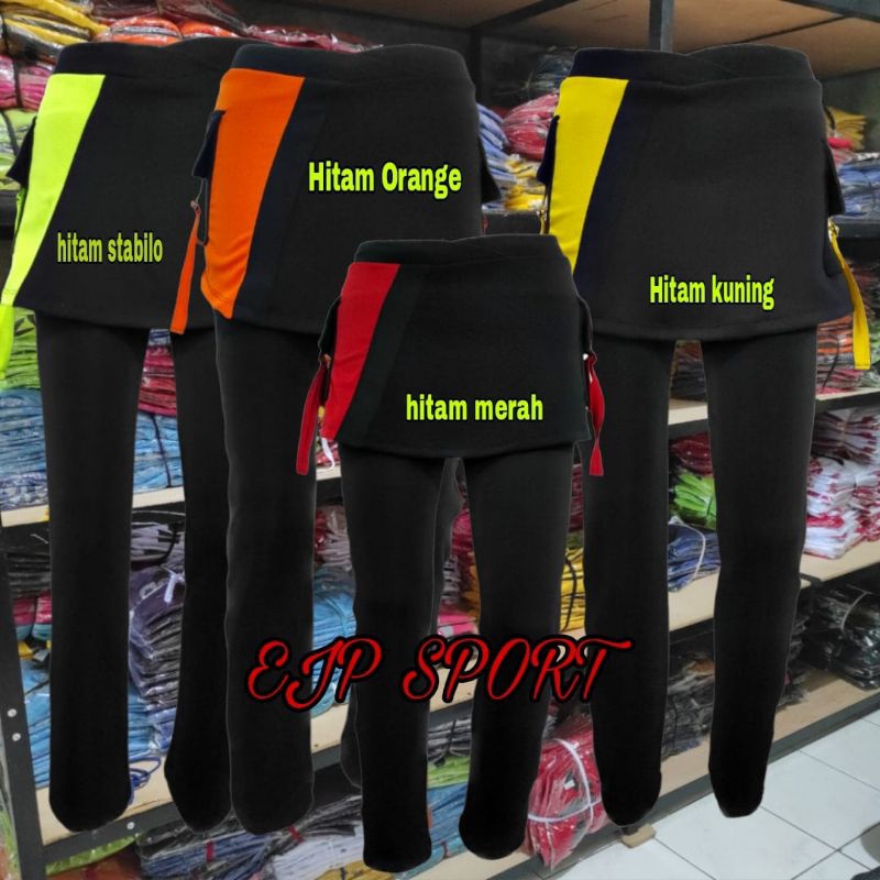 celana senam rok kantong hitam kombinasi
