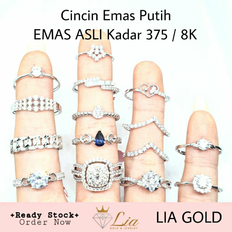 Cincin EMAS PUTIH ASLI Kadar 375 / 8K (TOKO MAS LIA GOLD BEKASI)