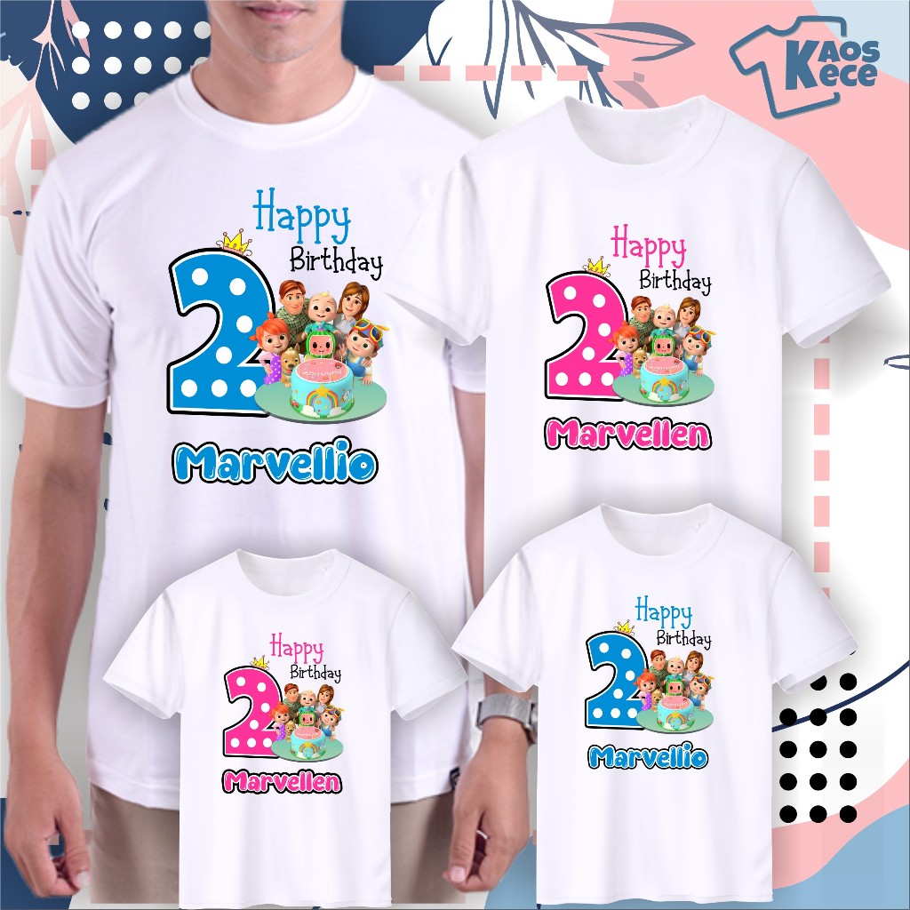 KAOS COUPLE FAMILY BAJU ULANG TAHUN ANAK COCOMELON BIRTHDAY custom