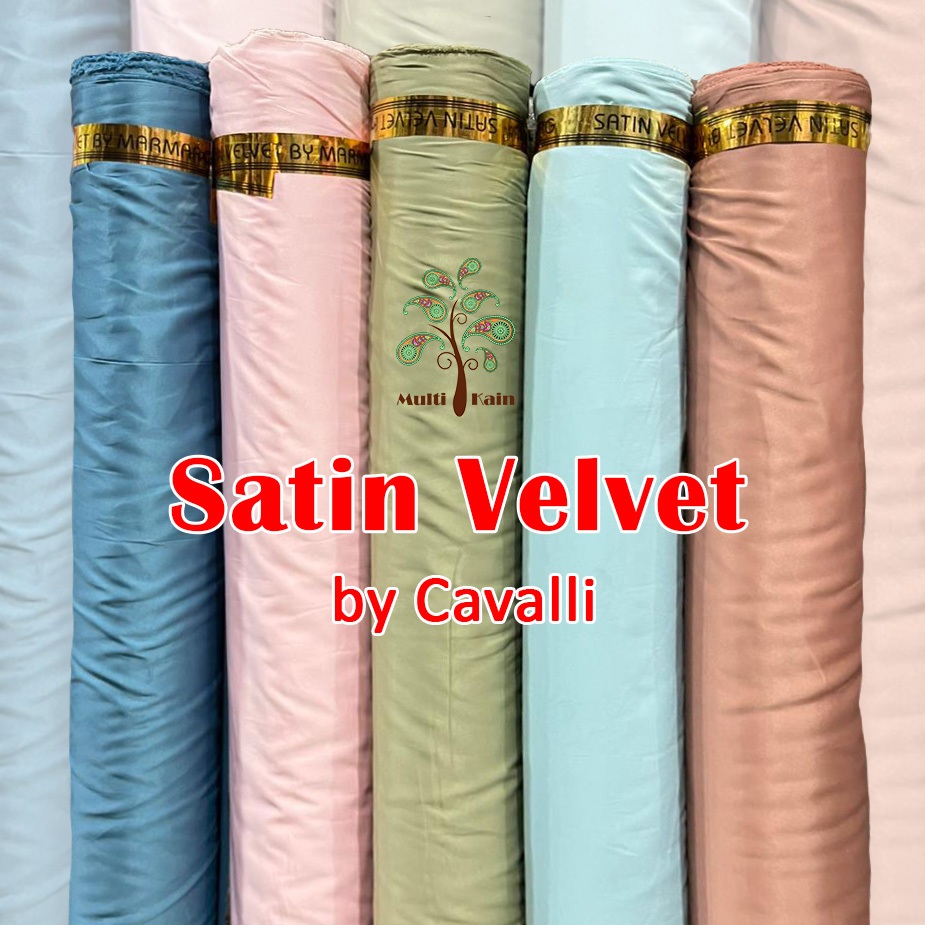 Mb Bahan Kain Satin saten Velvet by roberto cavalli Polos bridesmaid Grosir 1 Roll 50 yard