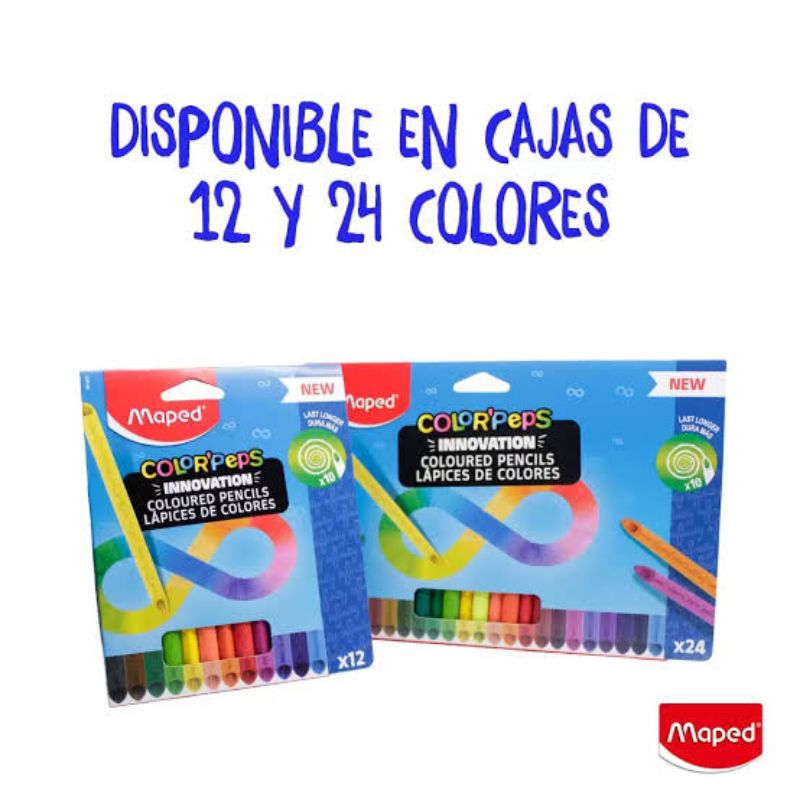 

MAPED INFINITY COLOR PEPS WOODLESS COLOR PENCIL SET 12 24 PENSIL WARNA TANPA KAYU
