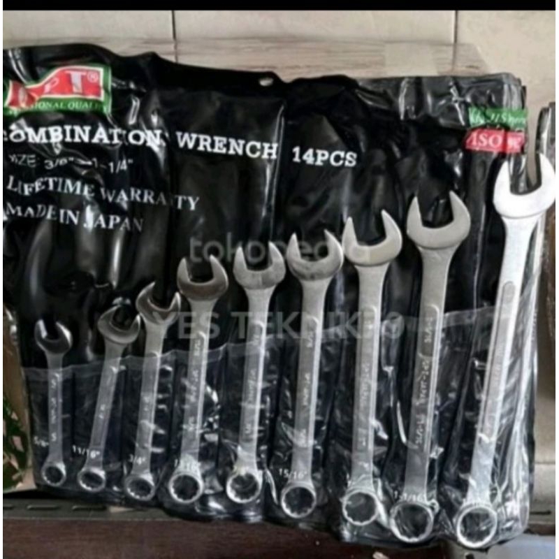 Kunci Ring Pas set 3/8" 11/4" inch 14pcs / combination wrench set inch
